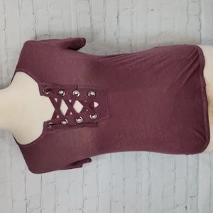 Cloud Chaser Maroon Sheer Burnout With Criss Cross Front